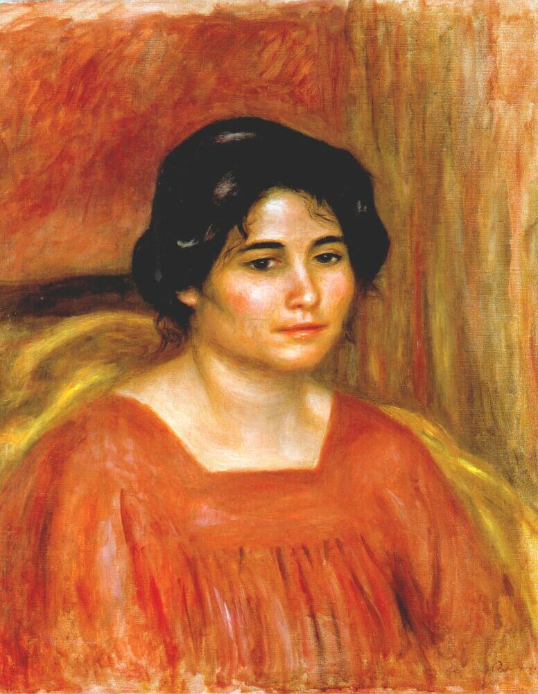 Gabrielle in a red blouse 1910